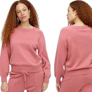 J Crew Crewneck Sweatshirt Cotton Cashmere Pullover Weathered Rose Pink Medium